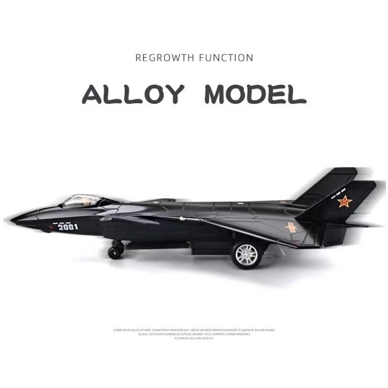 1/100 Scale J-20 Alloy Stealth Fighter Aircraft Airplane Model Simulation Metal Fighter Battle Plane Model Sound Light Kids Gift