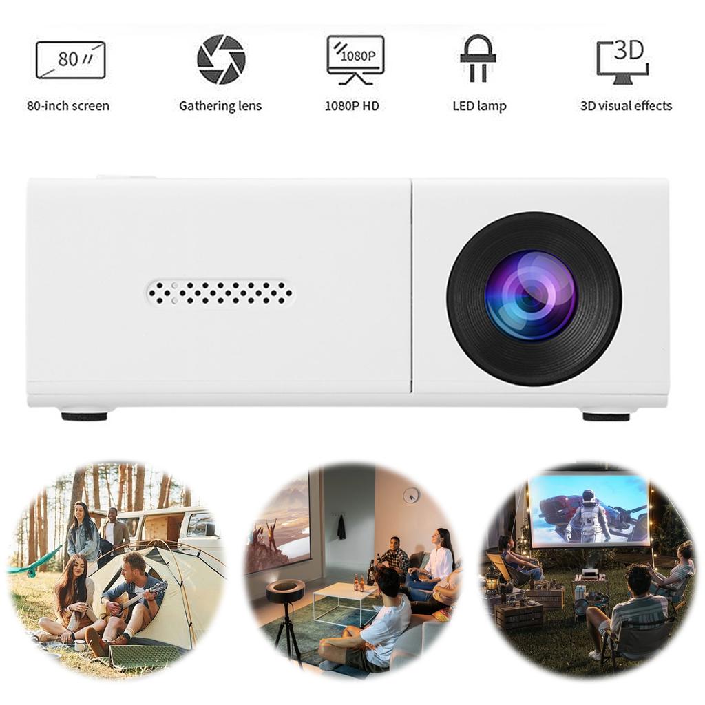 1080P LED Mini 4K HD Projector with Remote Control Video Projector Smart Mobile Projection Tool for Outdoor Camping Movies