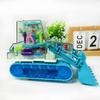 Transparent Push Bulldozer Toy Car, Toy with Light and Happy Music Functions, Automatic Shutter Function, Night Light Effect,Batteries Not Included