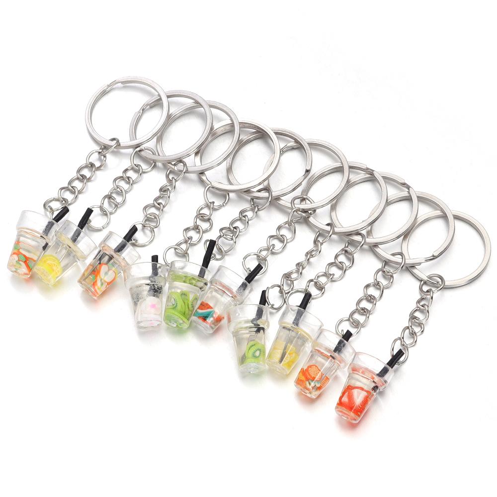 10pcs/lot Metal Flat Round Key Ring Key Chain With Acrylic Charms DIY Key Chain Pendant Connectors Jewelry Making Accessories