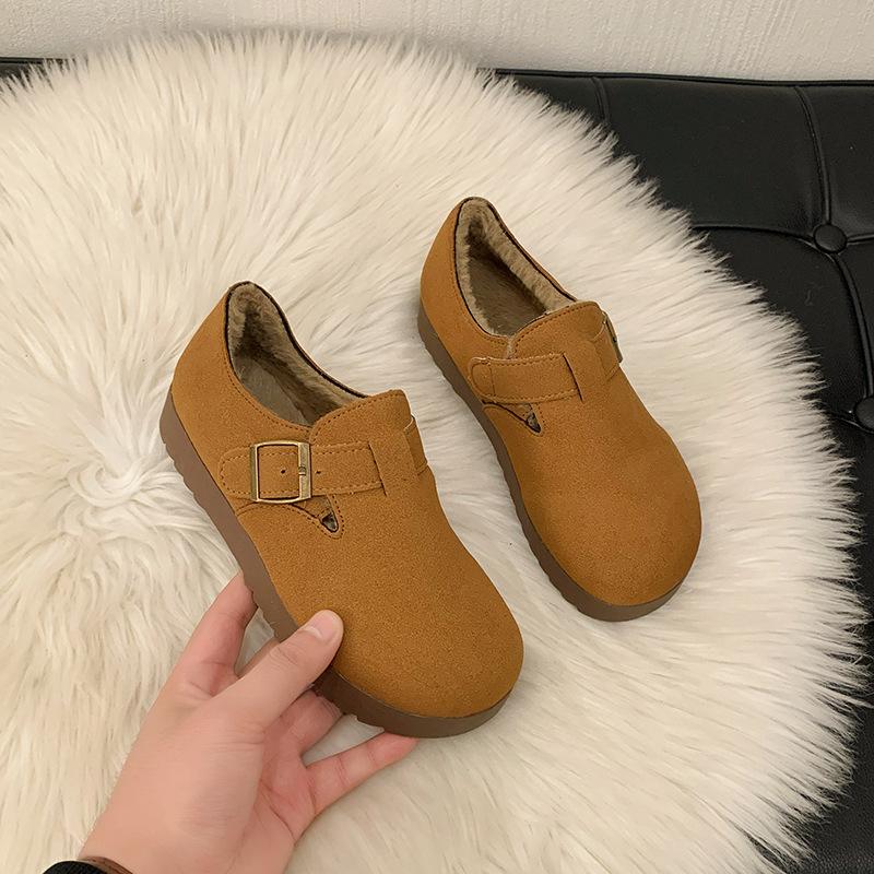 Womens Winter Faux Fur Lined Snow Boots Faux Suede Slip on Warm Short Ankle Booties Comfort Walking Shoes for Women Indoor Outdoor House Loafers Shoes