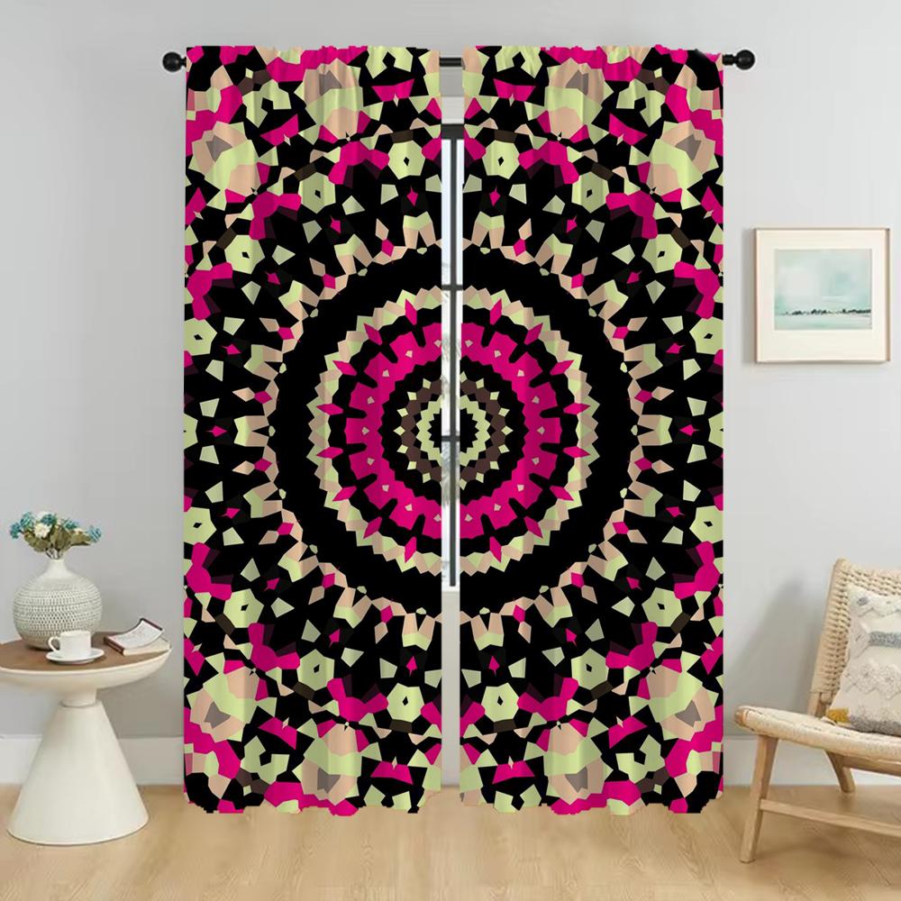 Partition Trippy Vibrant Mandalas Curtains for Living Room Curtain Shades Tulle for Bedroom Home Interior Curtains 2 Pieces