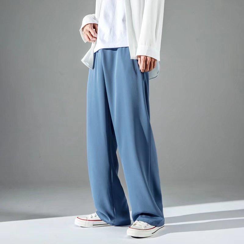 

Pants Men s Summer Thin Loose Trendy Brand Ice Silk Wide-leg Pants Trendy Versatile Trousers M синий