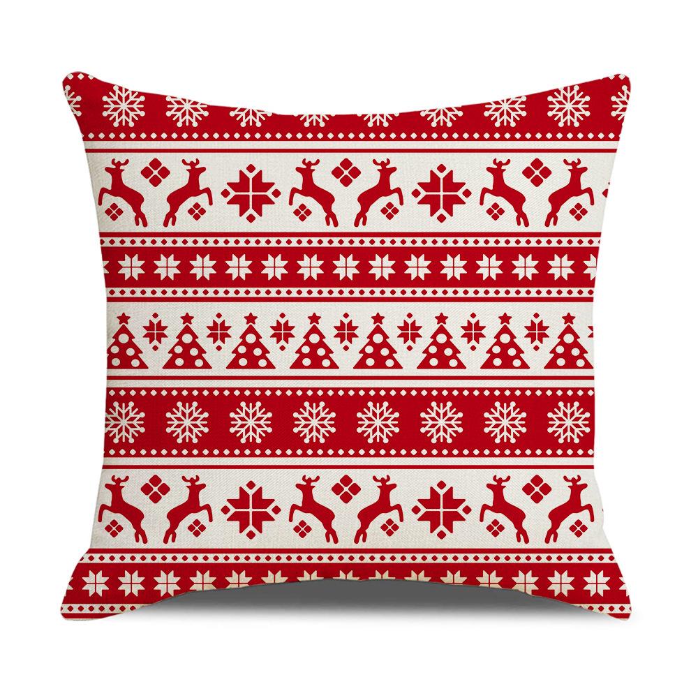 Red and Black Plaid Christmas Pillow Case Linen Print Home Lumbar Support Office Cushion