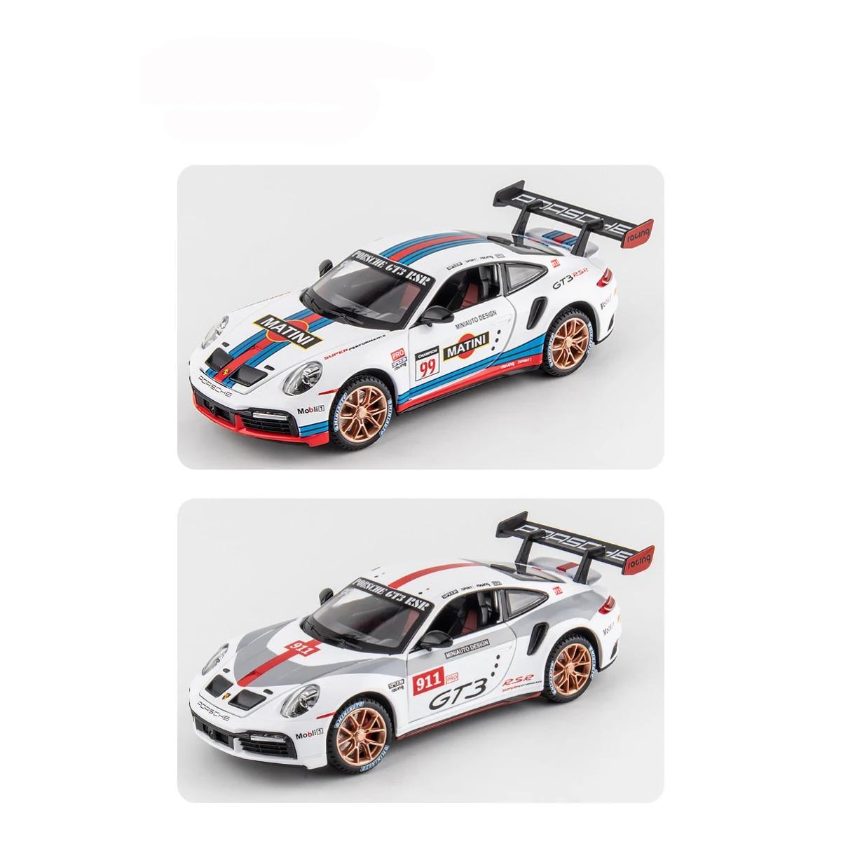 1/24 Porsche 911 GT3 RSR литые игрушечные машинки из металла модель автомобиля звук свет — фото 9