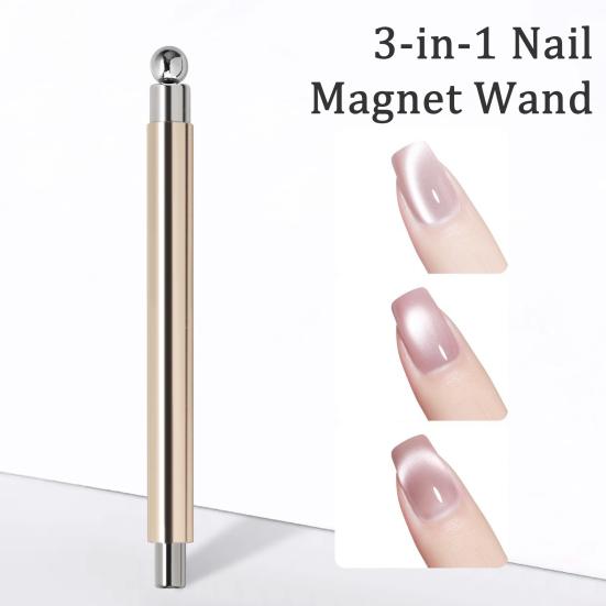 1/3 Pezzi Bacchetta Magnetica per Unghie Occhi di Gatto 3-in-1 a Doppia Punta Penna Magnetica per Smalto con Perline Rotonde Strumento per Design Unghie Smalto Gel Occhi di Gatto da Donna