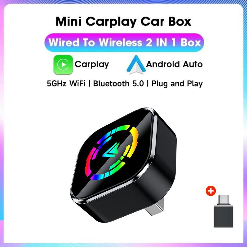Wireless Carplay Adapter for Android iPhone 2 in1 Wired to Wireless AI Box Plug and Play Auto Connection OTA Update