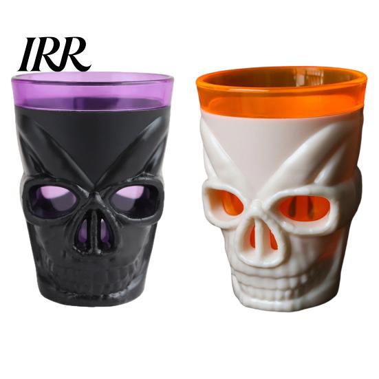 Scary Night Light Cup Halloween Glowing Skull Goblet, LED Up Candle Holder for Themed Drinkware Party, Spooky Decor Bar Table, Haunted House Prop