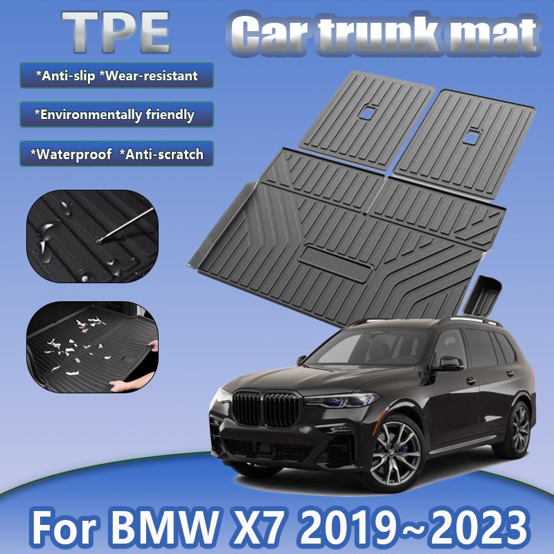 Car Trunk Mat For BMW X7 2019~2023 TPE Waterproof Rubber Anti-dirty Boot Carpet Pad Storage Tray Cargo Liner Tools Accessories