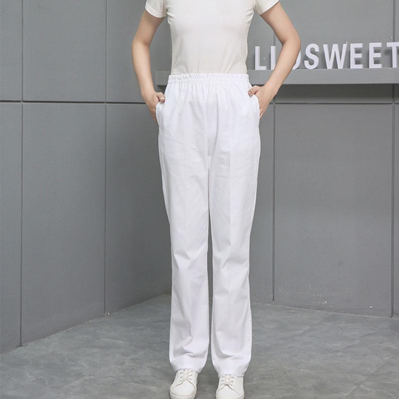 

Брюки для медсестры с плотной резинкой на талии - белые, розовые, синие, зеленые, большого размера M, four seasons белый