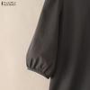 ZANZEA Blouse Décontractée Femme Col Rond Couleur Unie Manches 3/4