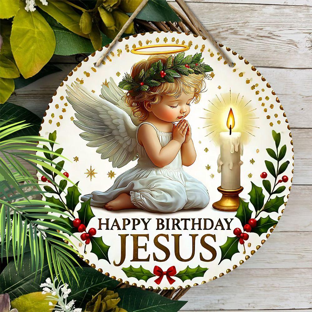 The pendant pattern is an angel with a garland, decoration of home walls or doors, 2d flat wooden, Christmas decoration, gifts for friends and family