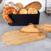Black Bread Bin with Bamboo Lid 33cm