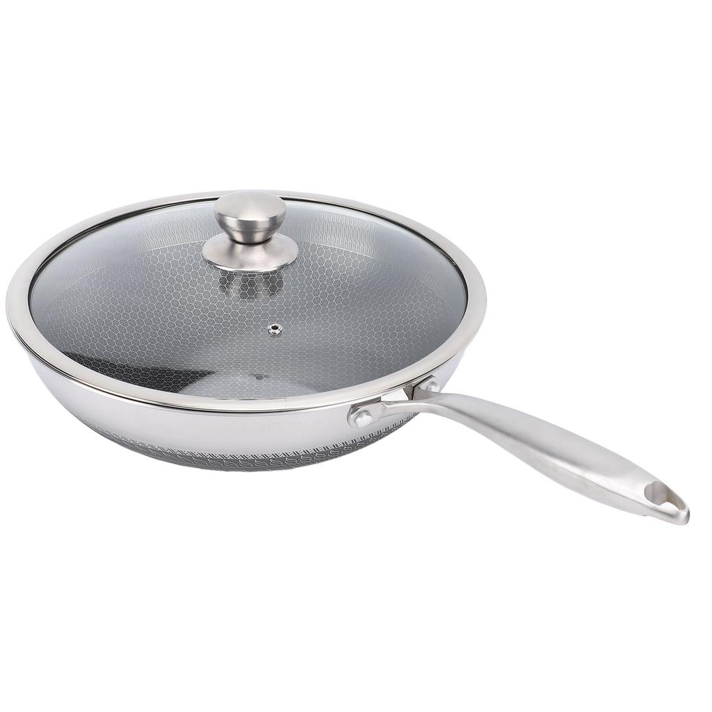 Frying Pan 316 Stainless Steel Compound Pot Bottom Anti Stick Double Sided Honeycomb Universal
