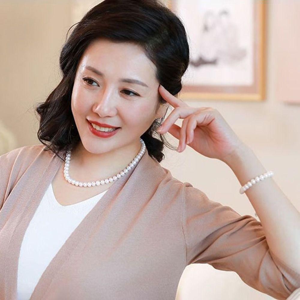 Multicolor Bridal Pearl Jewelry Set 8mm/10mm Necklace Bracelet Earrings Set  Birthday