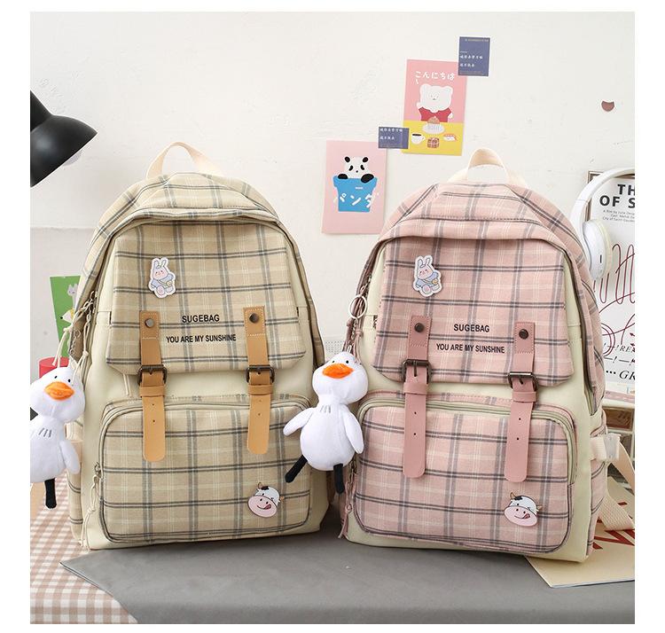 Kawaii kreslená plátěná školní taška, velkokapacitní roztomilý módní batoh Krásný ležérní batoh