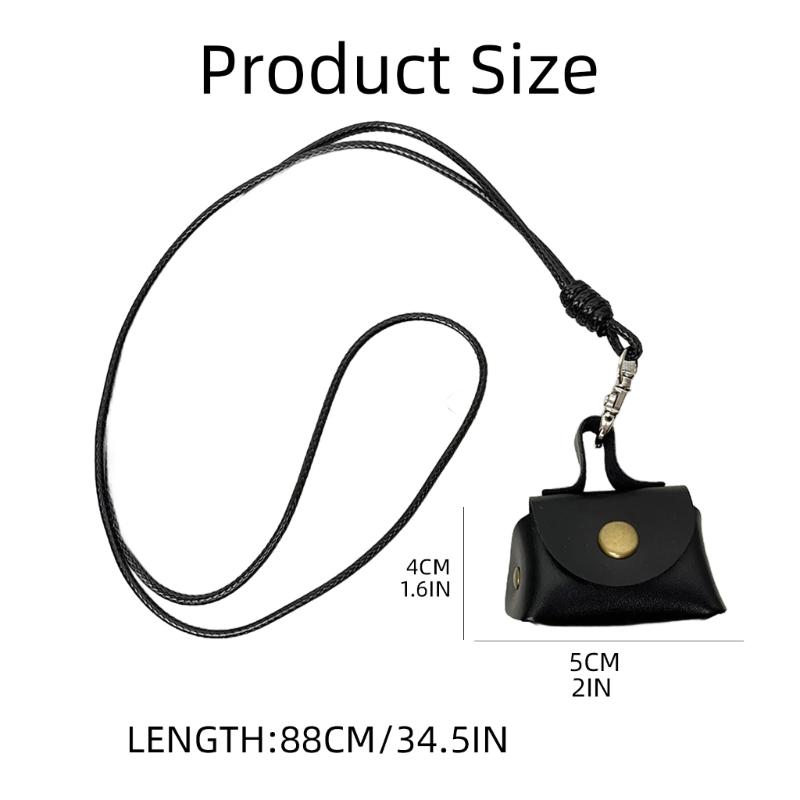 Vintage Robuster Leder-Halsbeutel zur Aufbewahrung von Kopfhörern und Münzen Kleine Lange Designs für Modische Frauen Damen