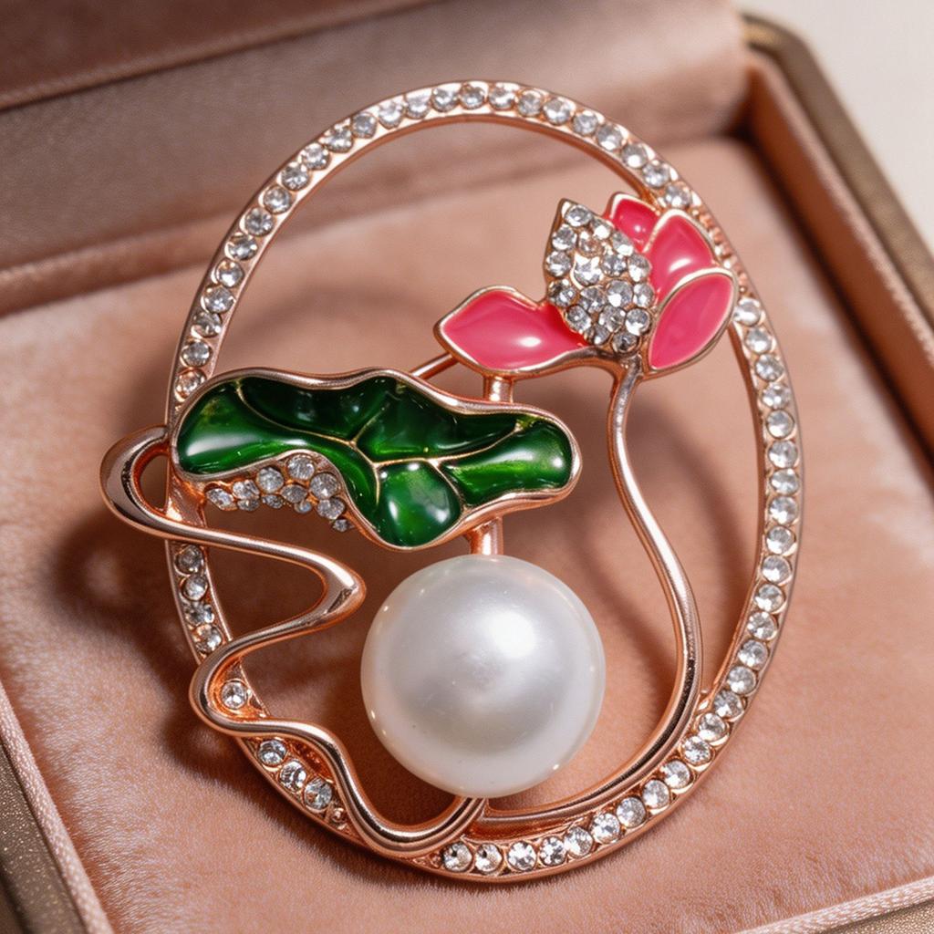 Lotus Pond Moonlight Delicate Lotus Flower Brooch Elegant Attitude Traditional Chinese Style Scarf Pin