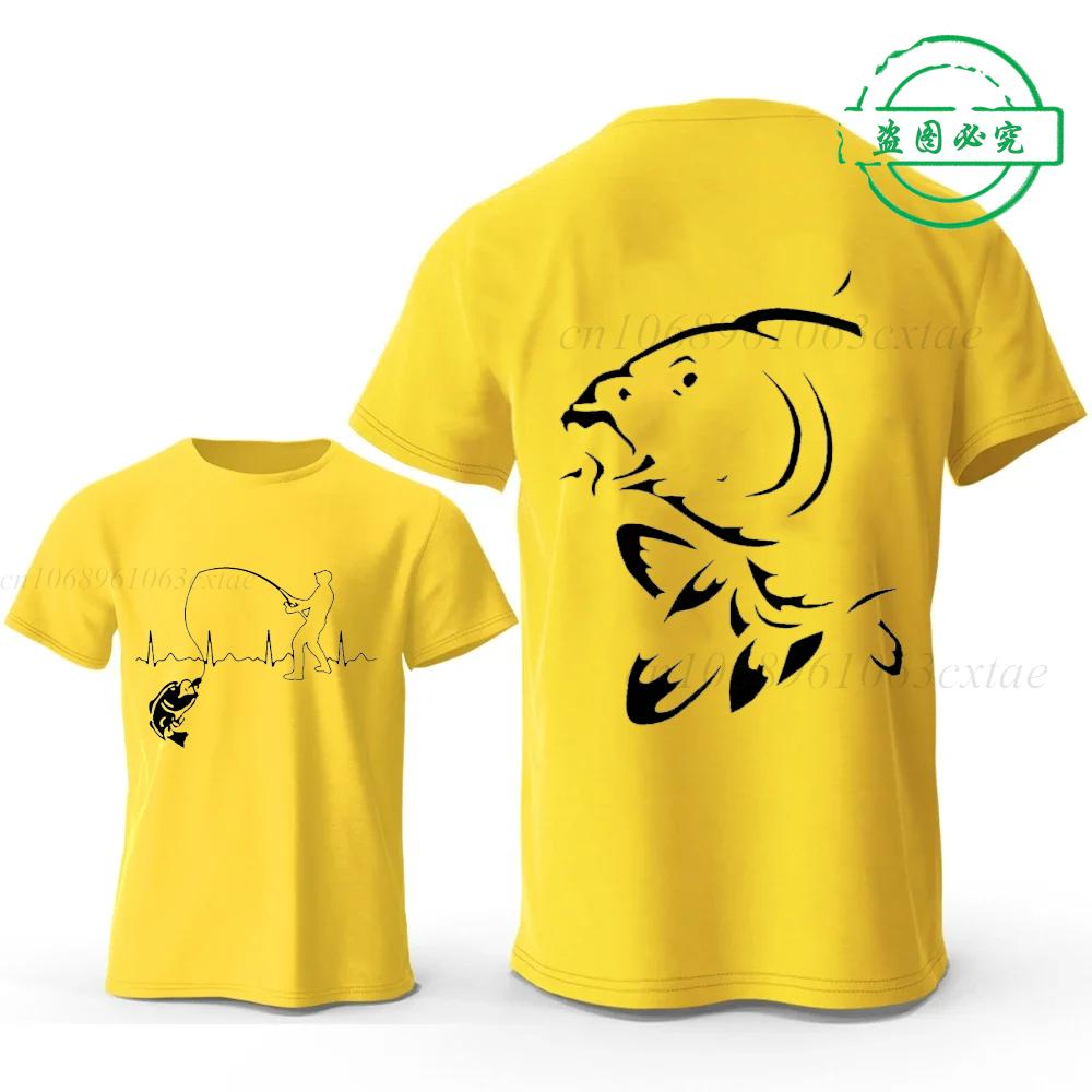 Eat Sleep Fishing Heartbeat Men T-Shirts Tops Men Fisherman Fish T-shirt Short Sleeve Tees Fashion Brand New Oversized Shirt