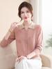 Autumn Stripe Knit Lapel Top for Middle-Aged and Elderly Women - New 2026 Style