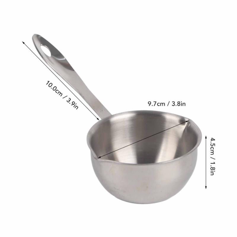 Butter Warmer Pot All In One Flat Induction Bottom Stainless Steel Mini Butter Hot Pot Milk Pot Small Saucepan 300ML