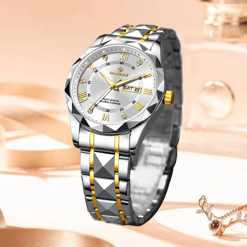 New Women's Bracelet Watch Fashion Elegant Date Quartz Wristwatch Woman Waterproof Luminous Diamond Watches for Women