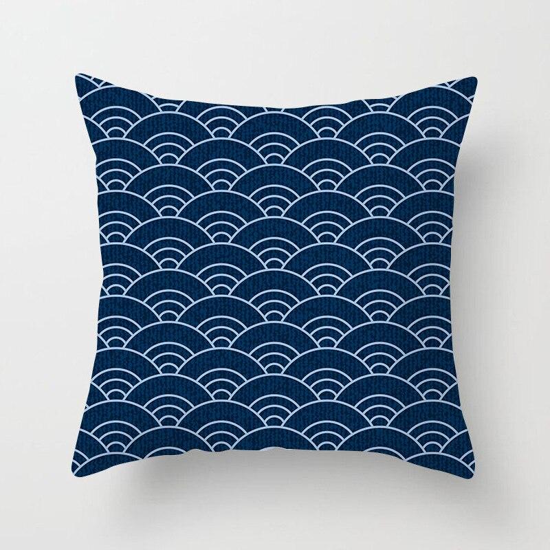 Buy 1PCS 45*45CM Pillow case Blue Blue and White Porcelain Geometric Printing Hugging Pillowcase