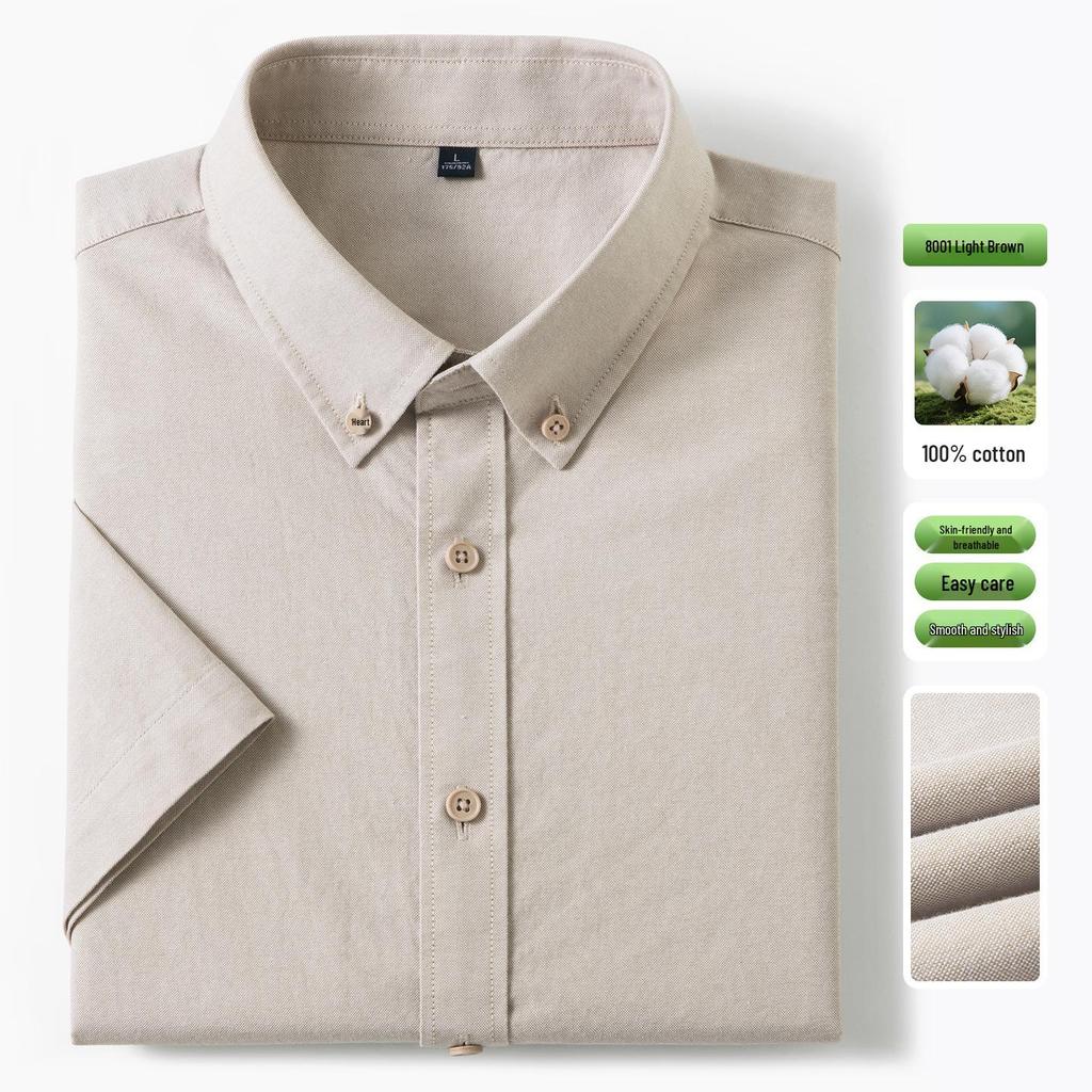 Men's Pure Cotton Oxford Short-Sleeve Button-Down Shirt - Summer 2026 New Style for Casual Business Wear