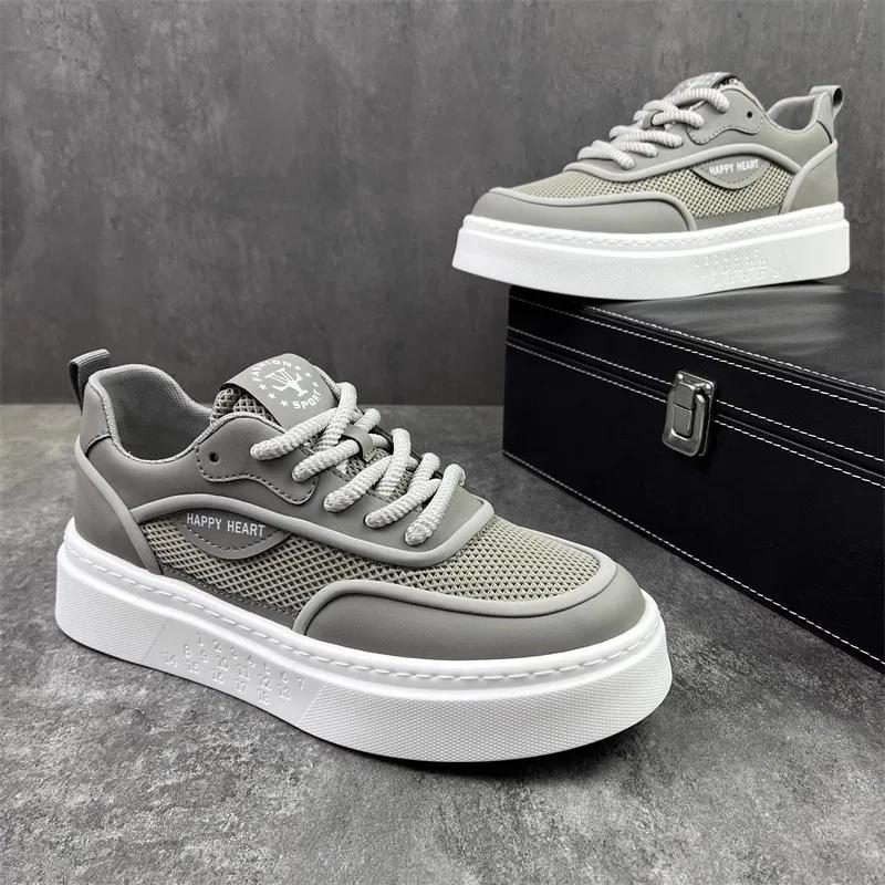 Mesh Comfort Board Shoes Men Light Breathable Sneaker Thick Soled Anti Slip Casual Shoes Fashion Versatile Running Shoes Tenis