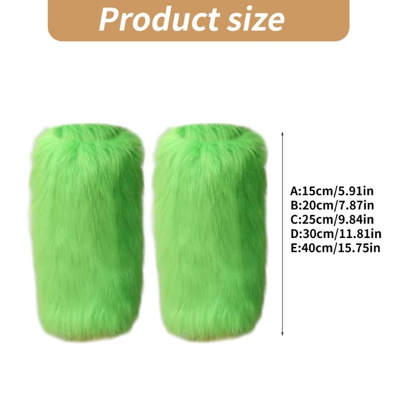 Winter Fuzzy Leg Warmers for Women Soft Stylish Plush Boot Toppers Covers In Bright Solid Color Furry Leg Sleeve Socks