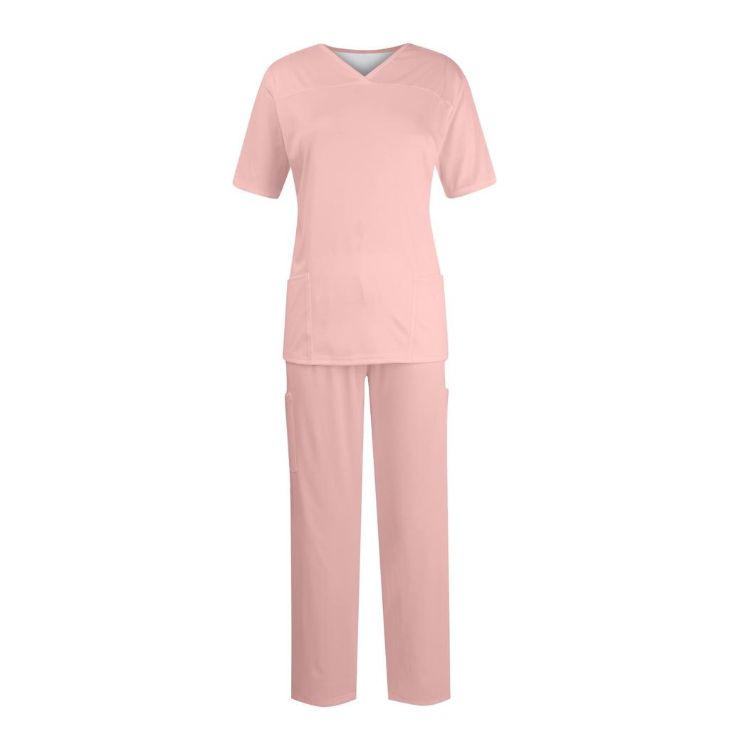 Women Short Sleeve V-neck Tops+Pants Working Set Suit Loose Casual Short Sleeve T Shirts Top And Long Pants Tracksuit