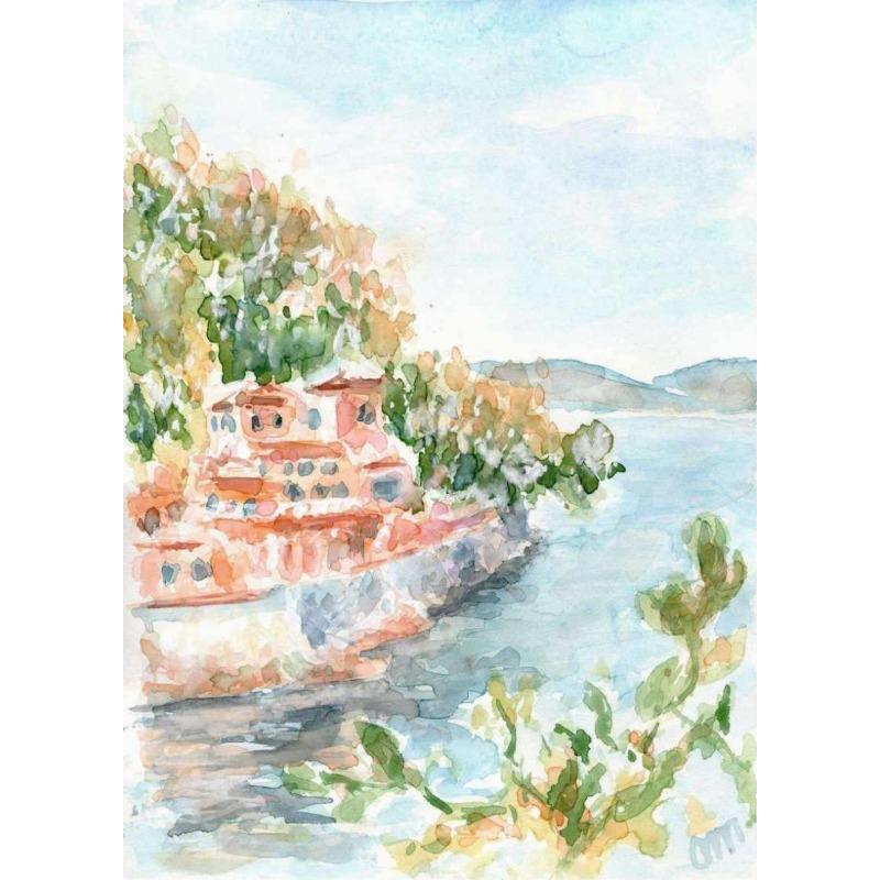 

Акварель Италия Средиземноморский морской пейзаж Побережье Амальфи Портофино Пейзаж Плакат Картина на холсте Настенные художественные картины Домашний декор 21cm×30cm NoFrame