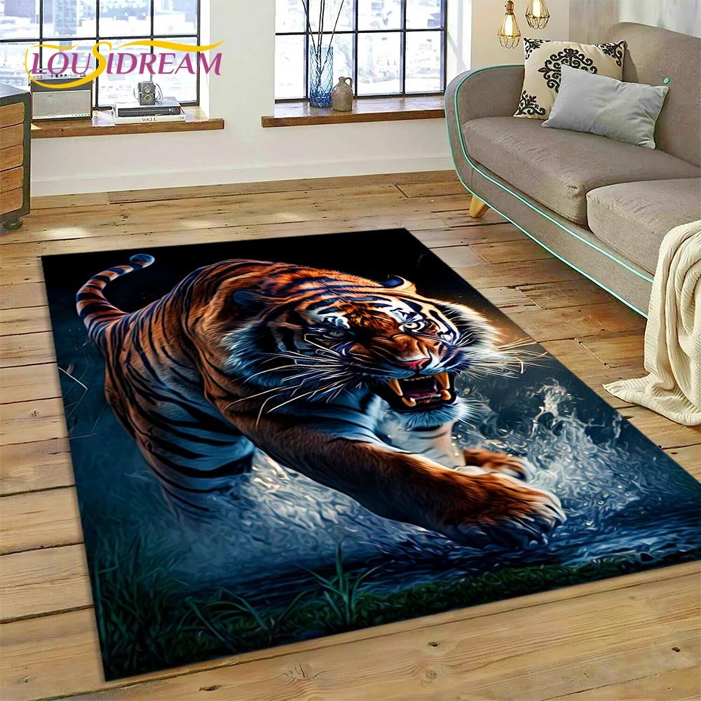 3d besta tigre leão animal vida selvagem dos desenhos animados tapete para casa sala de estar quarto sofá capacho decoração, área do miúdo tapete antiderrapante