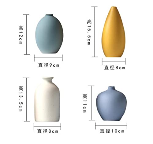 AIVAR Ceramic Single Flower Vase, Stylish Ceramic Flower Vase, Set of 4, Japanese and Western Style, Mini Vases, Suitable for Aquatic Plants, Ikebana,