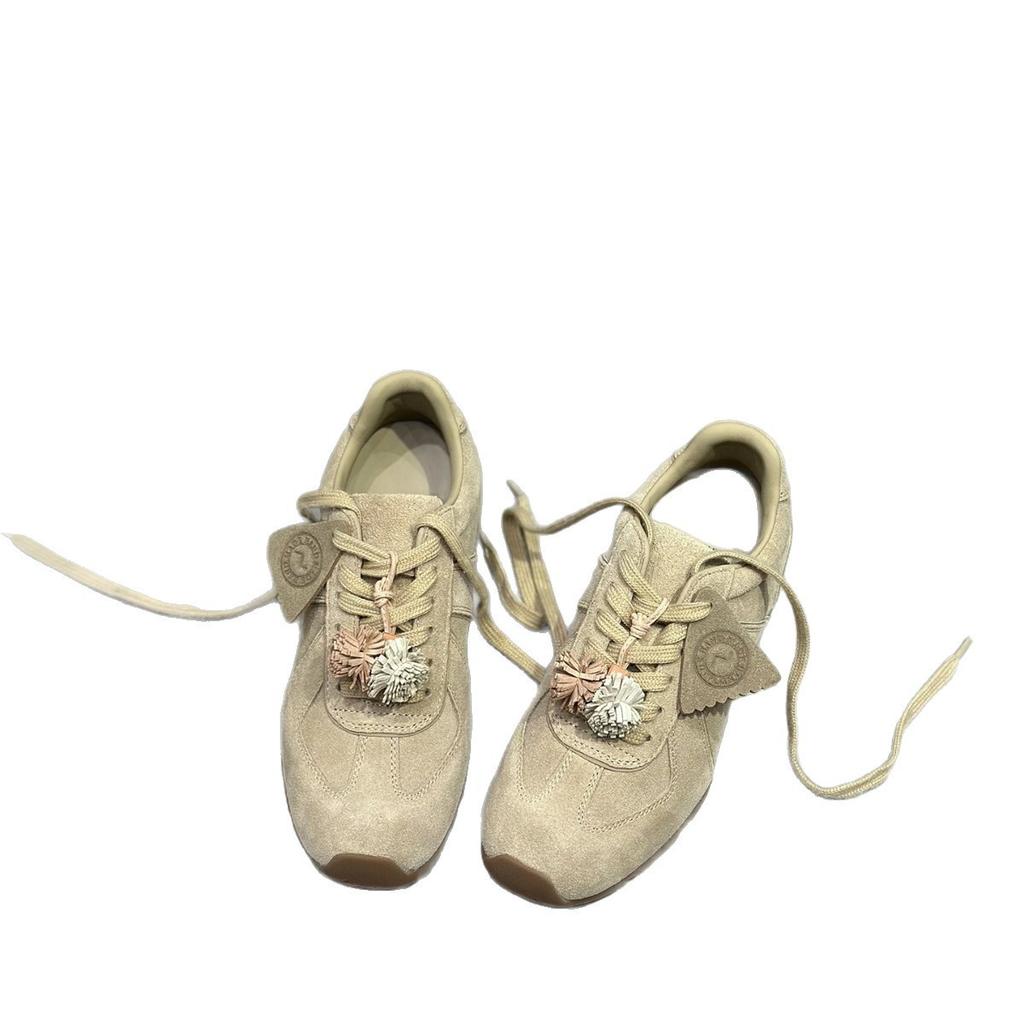 2025 Autumn New Retro German Training Shoes Women's Niche Design Casual Soft Sole Niche Round Head Lace-up Versatile Forrest Gump Shoes