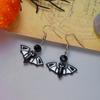 Gothic Punk Black Bat Dangle Earrings For Women Red Crystal Beads Dark Style Bat Drop  Earring Halloween Party Horror Jewelry
