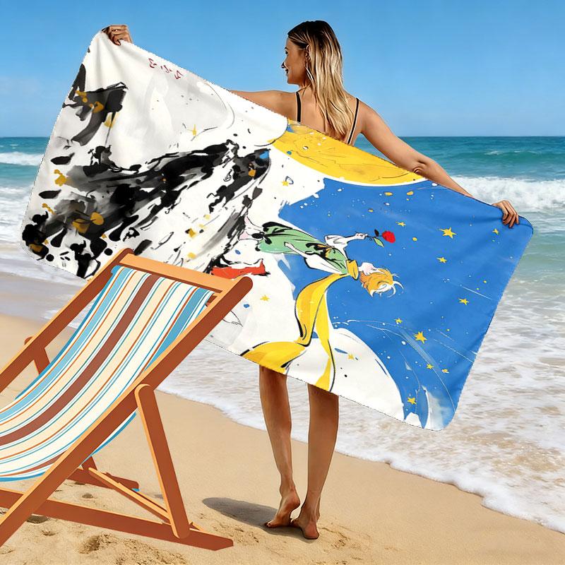 Little Prince Hush Print Beach Towel, Large Soft Quick Dry Towel for Beach Camping Swimming