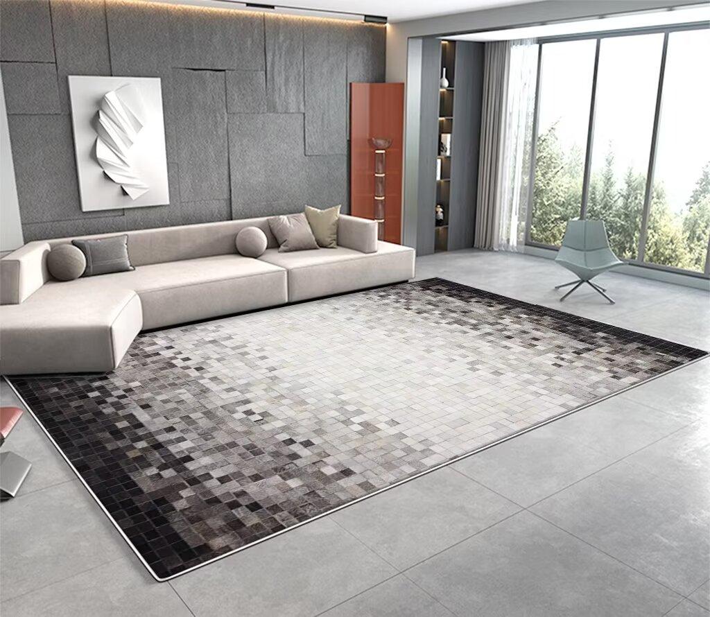 Modern Abstract Soft Fluffy Large Carpet Living Room Imitation Cowhide Decoration Rug for Bedroom Washable Non-slip Entrance Mat