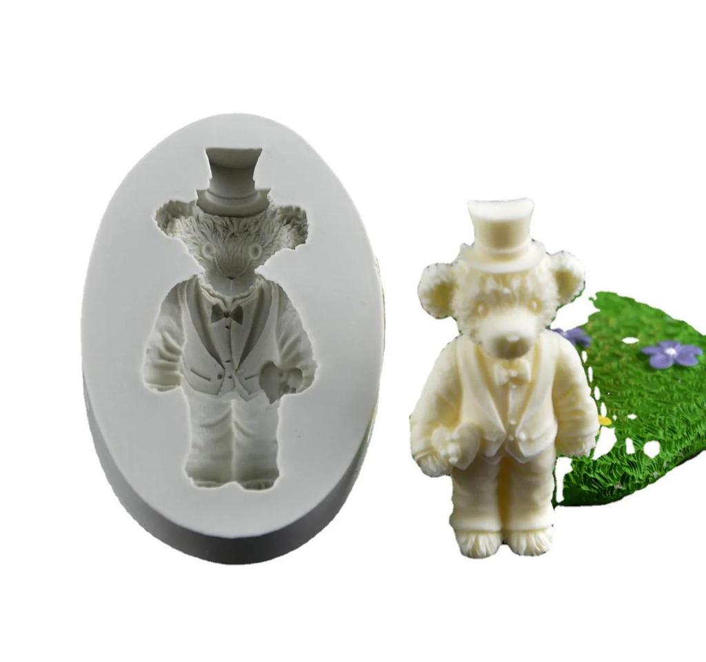 Cute Bear Boy Girl Silicone Soap Mold Fondant Cake Decorating Tools Sugarcraft Cake Chocolate Mold Gum Paste Cake Moulds