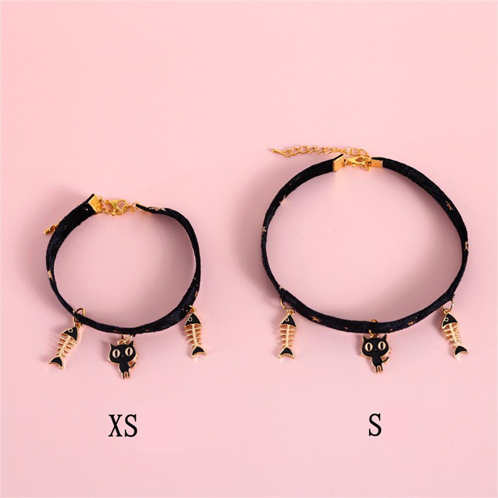 Colier reglabil pentru pisică și cățeluș, cu os de pește/fulg de zăpadă/stea, catifea, bronzant, stele și chic, accesorii pentru animale de companie, guler de lux pentru câini