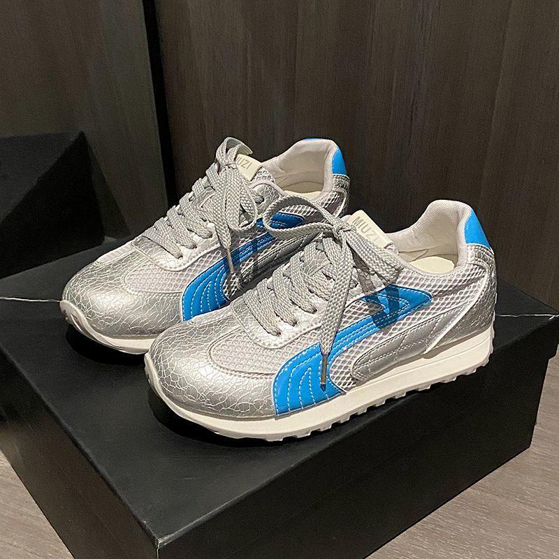 

Женские кроссовки на платформе Forrest Gump 2025 лето новые дышащие повседневные для маленьких ног немецкие тренировочные кроссовки сетчатые легкие спортивные кроссовки 40 синий