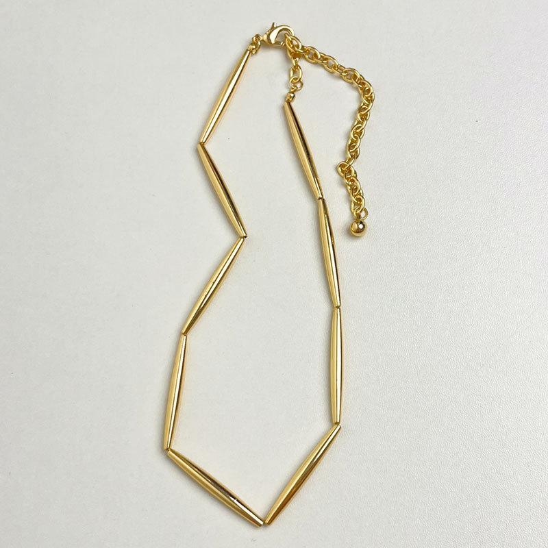 Simple Cold Wind Metal Tube Splicing Necklace Fashion Niche Temperament Collarbone Chain Personality Light Luxury High-end Jewelry