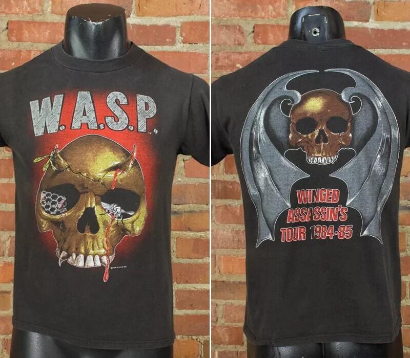 W.A.S.P. Concert Tshirt 1984 Winged Assassin s Tour Black 2 Side Black Tshirt Unisex T-Shirt S