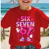 Summer Fashion Girls' Short Sleeved Children T-shirt Number Six Seven Pink Color TV Cartoon Pattern Printed Casual Versatile Top