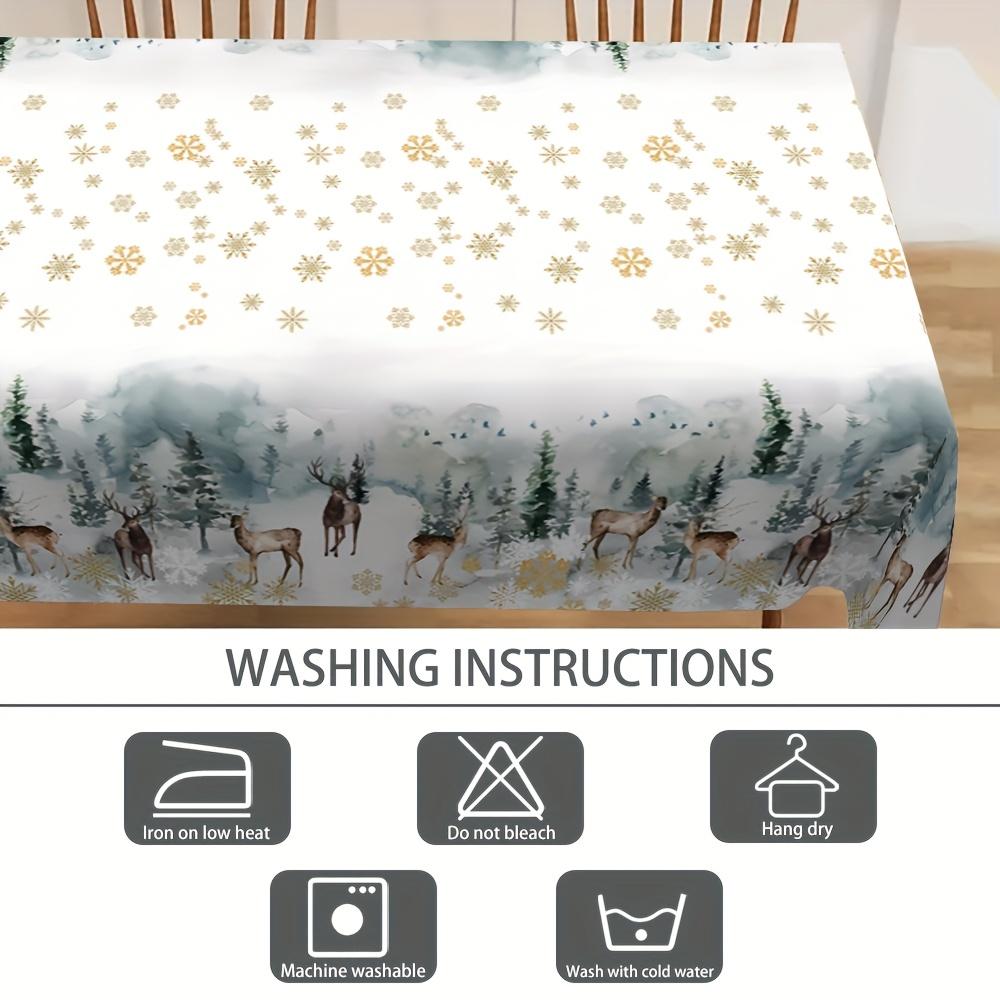 Christmas Reindeer Xmas Tree Snowflake Waterproof Tablecloth Table Decor Winter Kitchen Dining Tablecloth Christmas Decorations