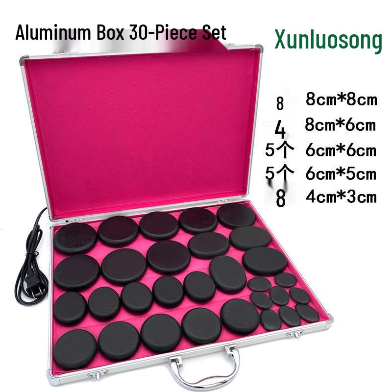 20-Piece Volcanic Massage Stone Set with Essential Oil Warmer & Aluminum Heater