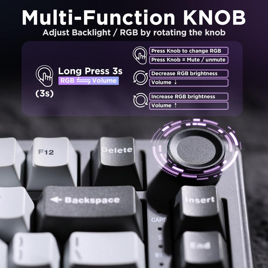 YUNZII RT75 Rapid Trigger Mechanical Gaming Keyboard with TKL Magnetic RGB Wired Layout PBT Adjustable Actuation Gateron Silky Switches, USB, Compact,