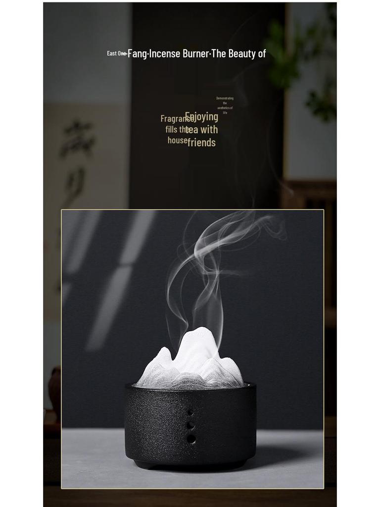 Creative Ceramic Incense Burner: Thousand Li of Rivers and Mountains Design, with Lid for Sticks and Coils, Aromatherapy Home Ornament