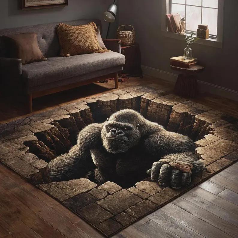 

3D Alligator Rug Underwater Optical Illusion Carpet Game Room Decor 40x60cm