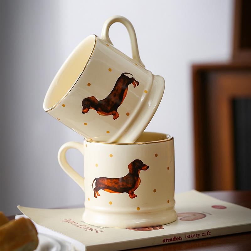 Cute Dachshund Ceramic Mug Ins High Value Coffee Cup Household Drinking Cup Souvenir Afternoon Teacup